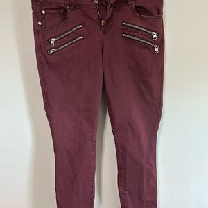 Torrid Dark Red Skinny Jeans with Zipper Details